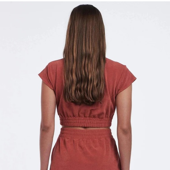 Anthropology Charlie Holiday Rust Soleil Terrycloth Crop Top M - Picture 2 of 8